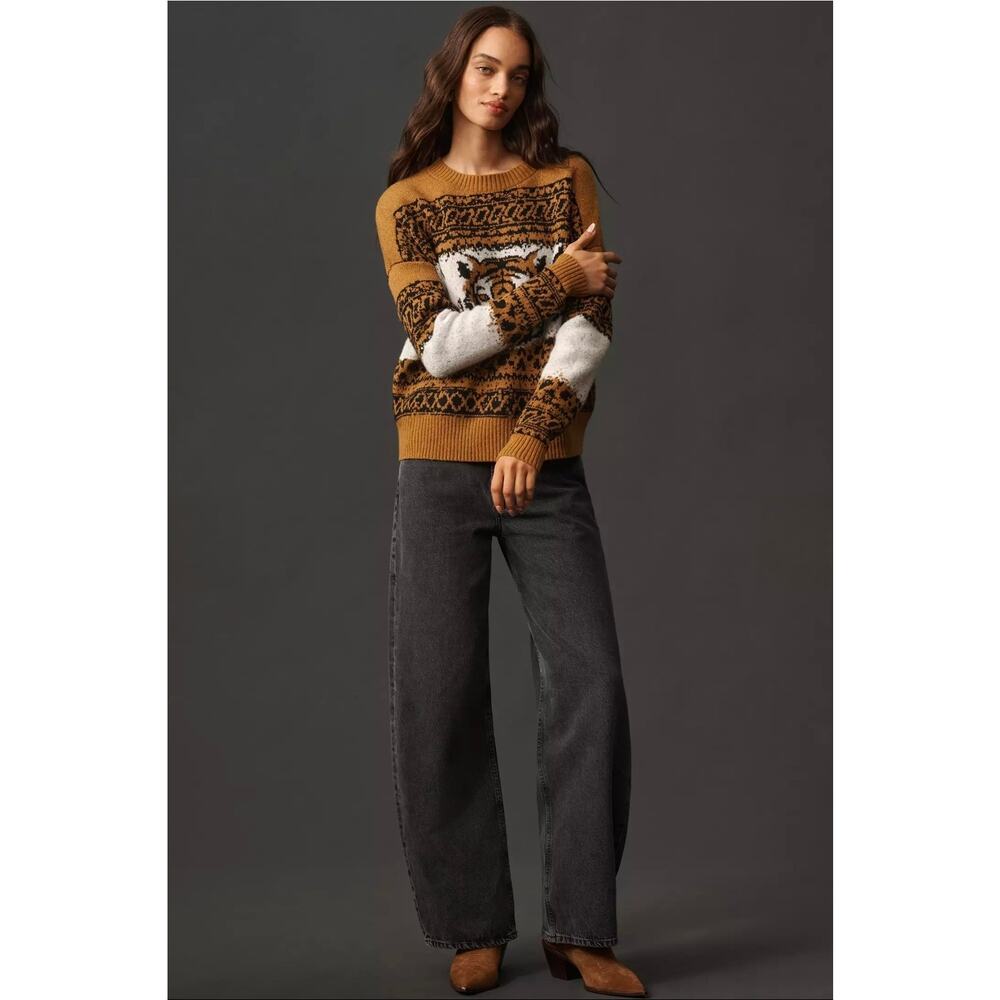 NWT Pilcro x Anthropologie Tiger Icon Wool Blend Sweater. Size XL. Retails $178 - Picture 2 of 10